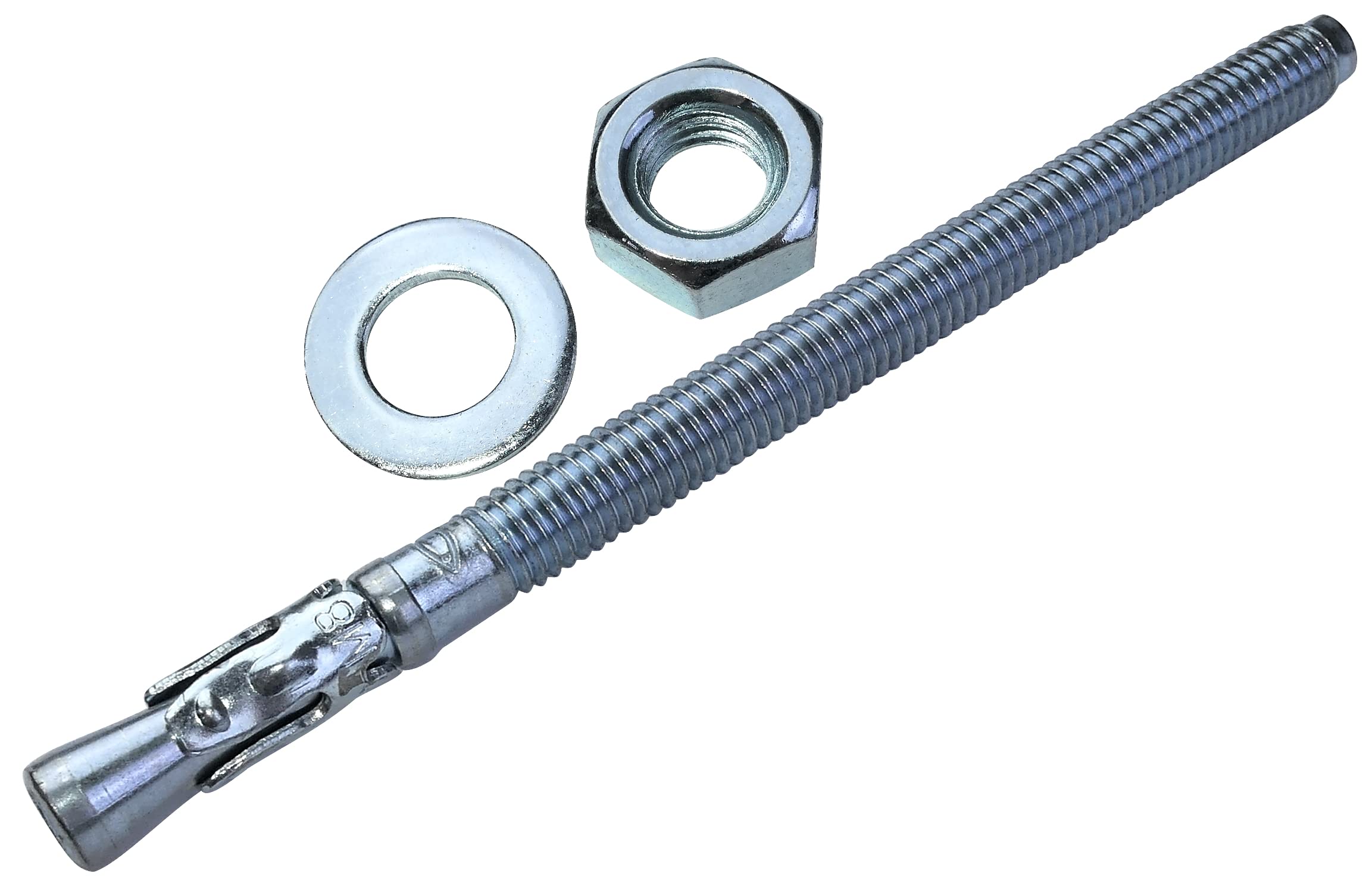 AERZETIX - Long Thread Anchor Bolt Screw for Wall, Concrete, Stone - M8 x 120 mm - Zinc Plated Steel