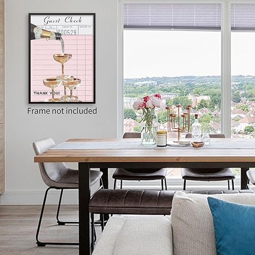 Miniatura 4 de OMANI Arte de pared con diseño de torre de champán rosa, póster de lienzo con alcohol y alcohol, impresiones en lienzo de 16 x 24 pulgadas, sin marco