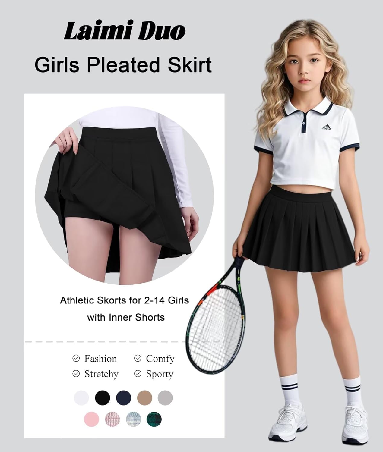 Women Pleated Skirt Tennis Golf Skorts with Lining Shorts Athletic Pleated Skirts for Women - Image 3