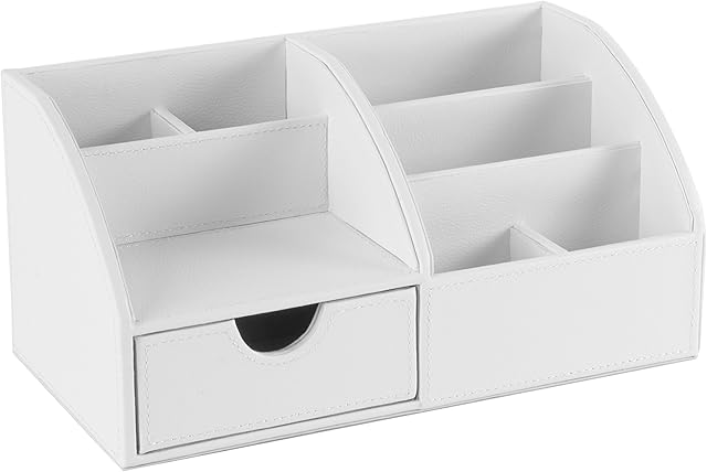 OSCO WPUDO1 Faux Leather Desk Organiser - White