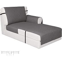 Easy-Going Reversible Chaise Lounge Couch Cover Water Resistant Sofa Cover Sectional L Shaped Sofa Slipcover with Adjustable Straps Furniture Protector for Dogs 115X34 in, Gray/Gray