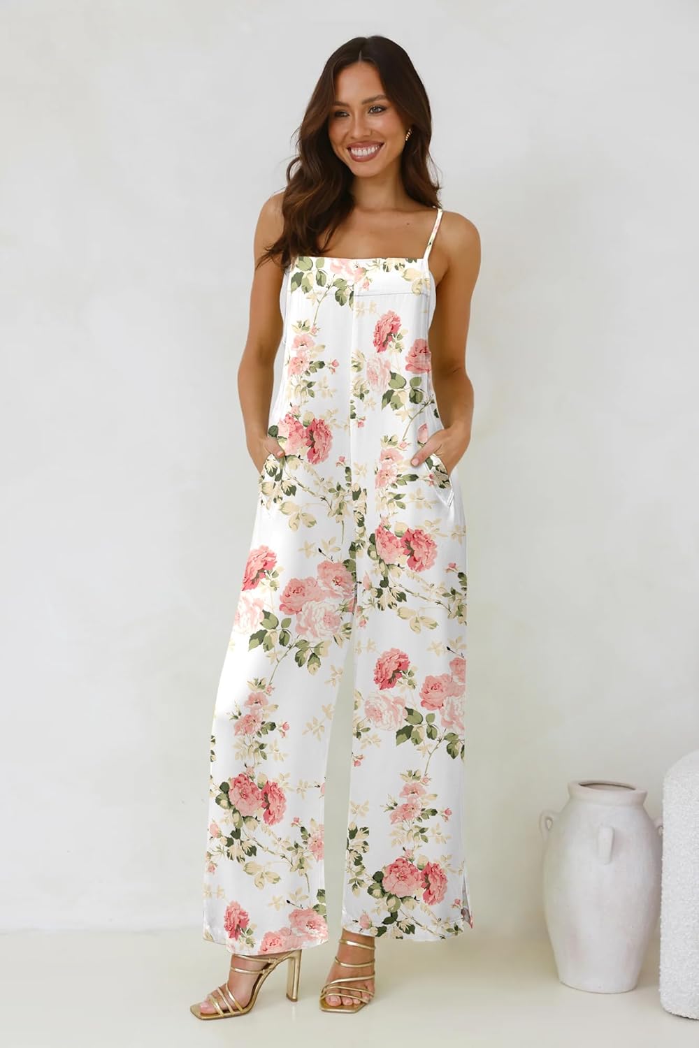 LUXVEER Jumpsuits for Women 2026 Summer Rompers Boho Floral Overalls Casual Wide Leg Long Pant One Piece Vacation Outfits - Image 5