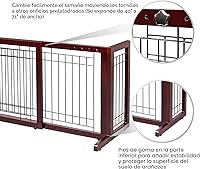 Vista 4 de Bonnlo Puerta independiente para perros, puerta de 37 a 68 pulgadas de ancho para chimenea, escaleras, puertas, valla ajustable de madera