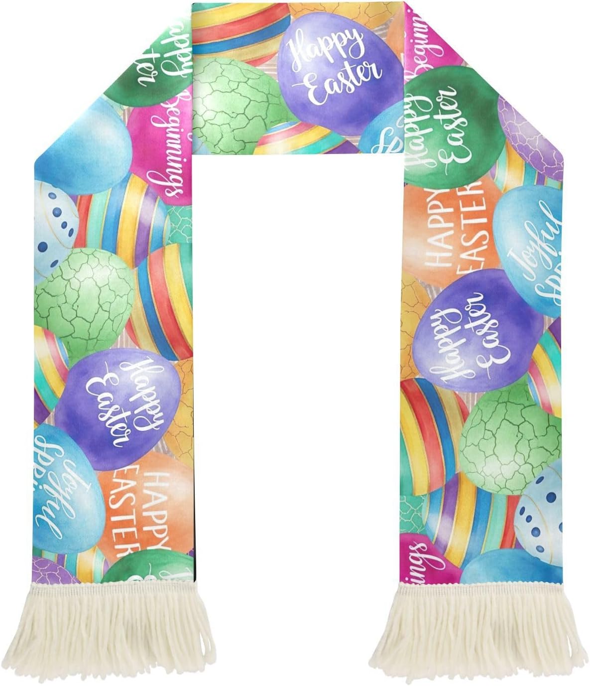 CHIFIGNO Colorful Easter Eggs Sports Fan Scarf Towel, Soft Polyester Sweat Wipe Cheering Scarf for Soccer Games, Quick Dry with Fringe Ends