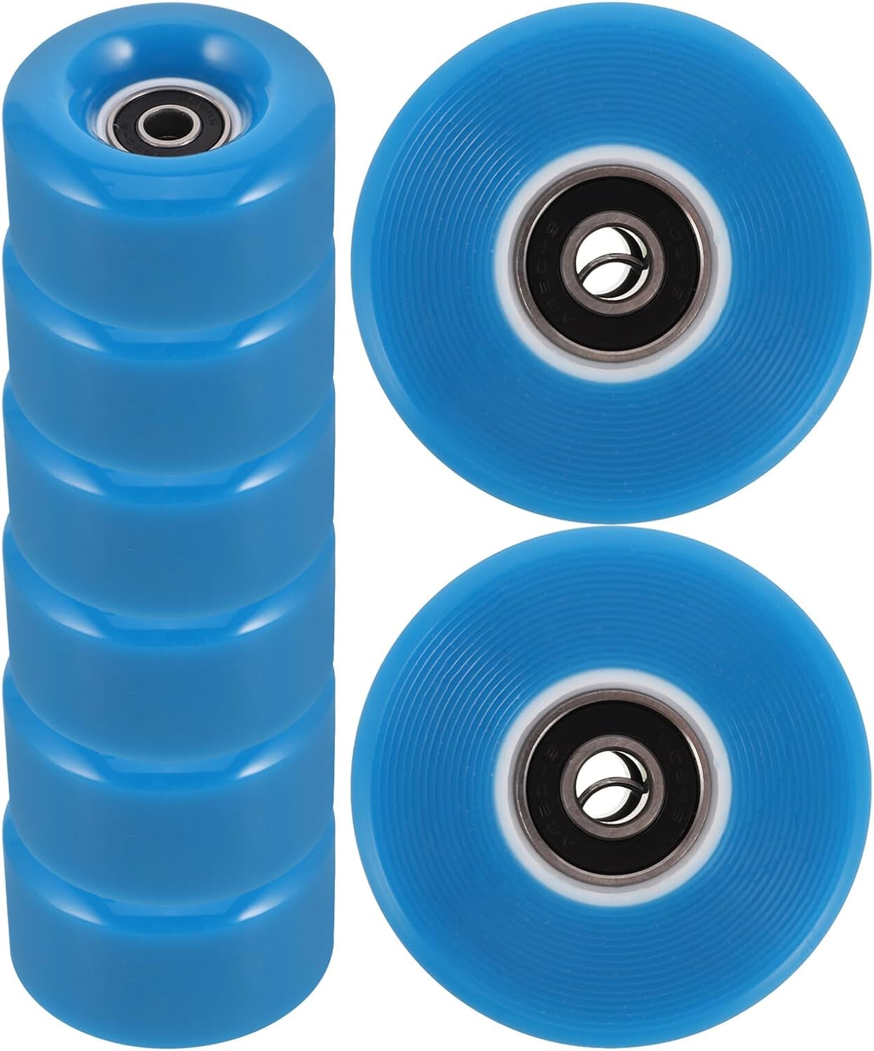 Roller Skate Replacement Wheels Pu Non-light Double Row Skates Wheels with Wrench 8 Pieces Dark Blue Outdoor Skating Accessories