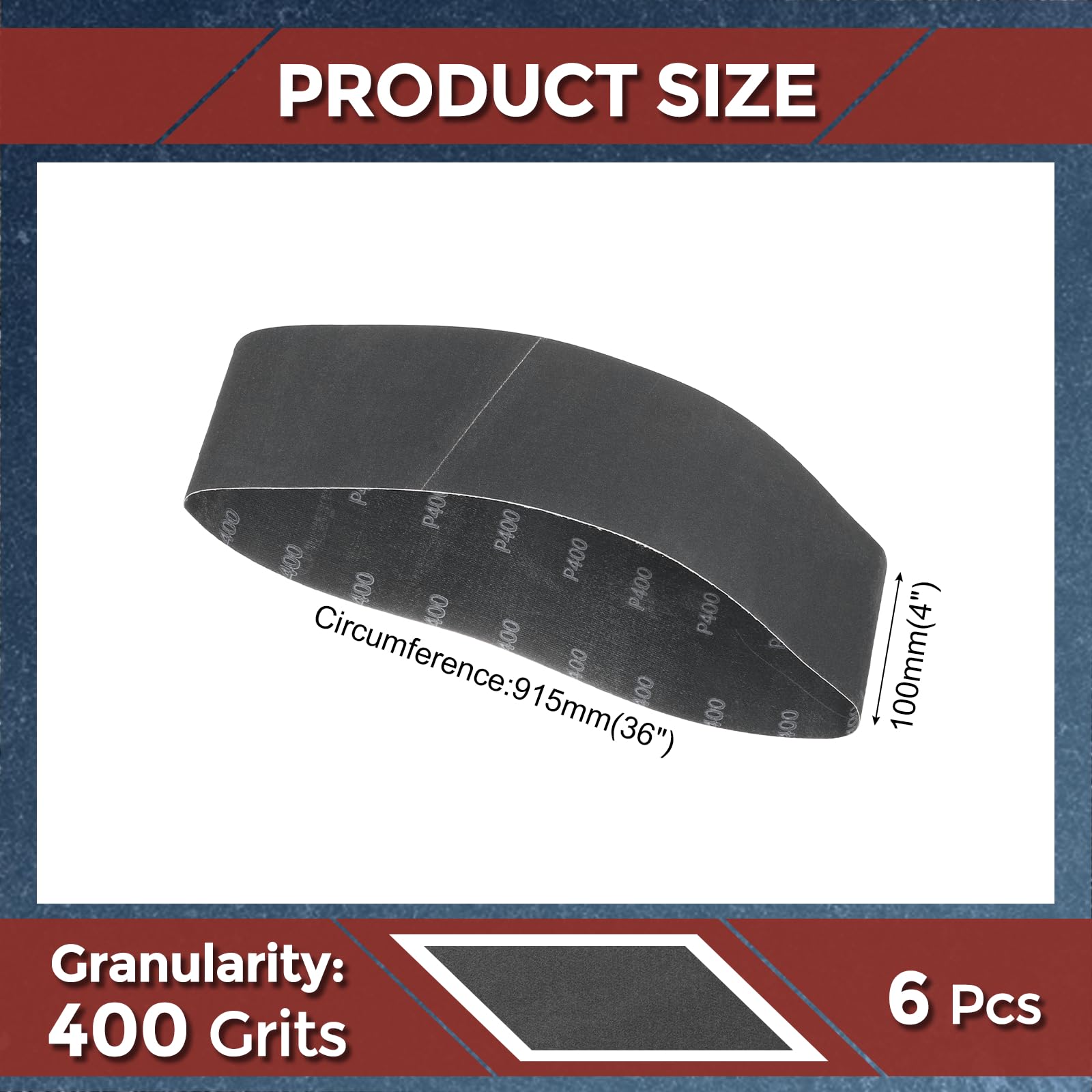 Kozelo 6 Pack Sanding Belts 100mm x 915mm 400 Grit Silicon Carbide Abrasive Belt Sander Paper for Belt Sander Metal Grinding Wood Working Weld Rust Removal - Image 2