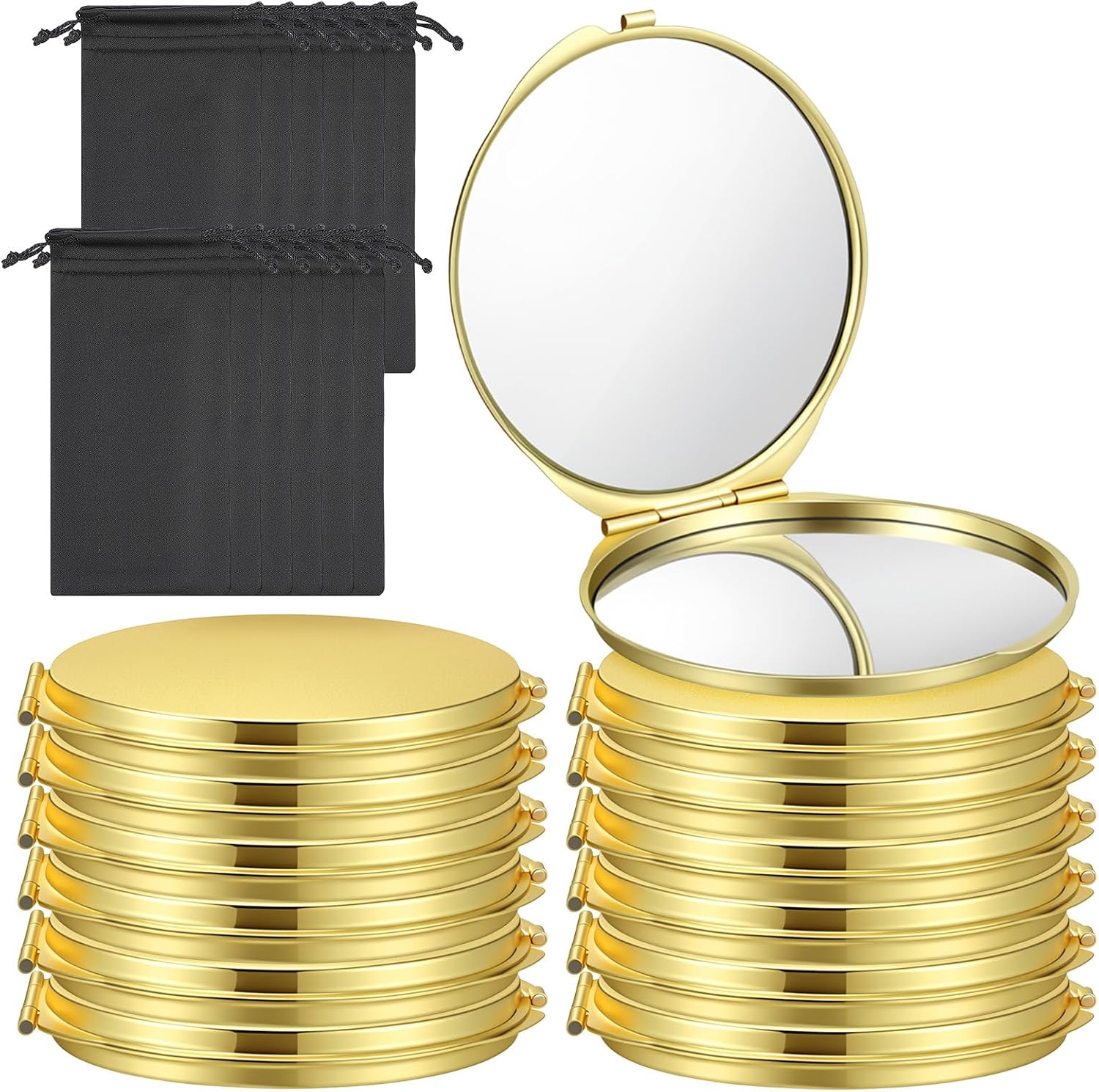 12 Pcs Double Sided Compact Mirror Gold, Small Compact Mirror for Purse