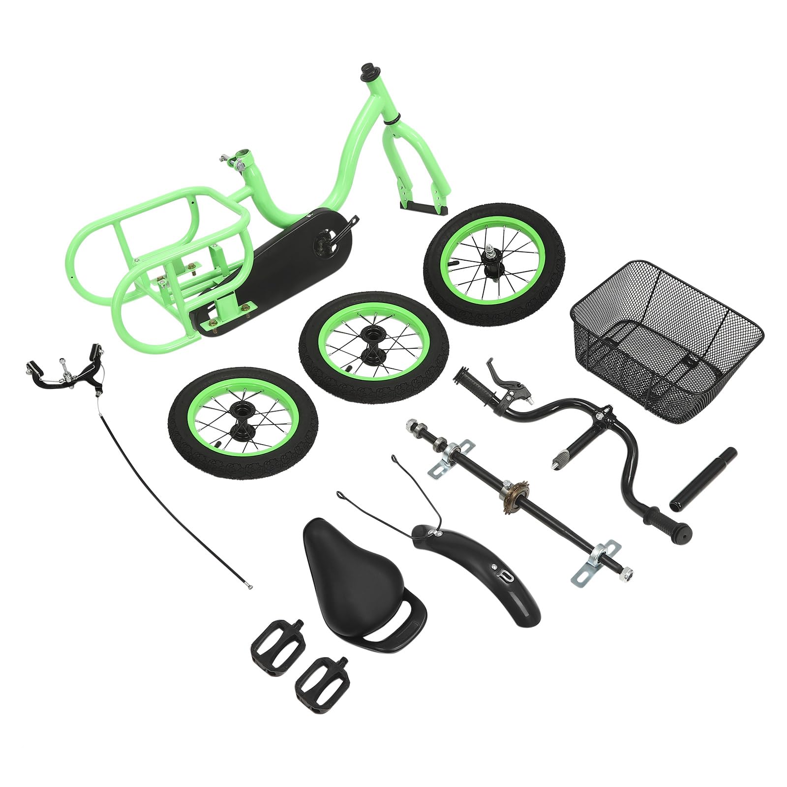 12 Zoll 3 Räder Dreirad Kinder Fahrräder für Jungen/Mädchen Single Speed Dreirad Fahrrad Hellgrünes Kinderfahrrad 3 Räder Fahrrad Fahrrad, Geschenk für Kinder