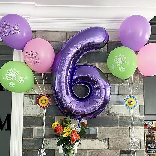 Miniatura 3 de Globos de dígitos de número morado de 40 pulgadas de papel de aluminio con helio para fiesta de cumpleaños (Morado 7) Púrpura 7,Arco iris oscuro