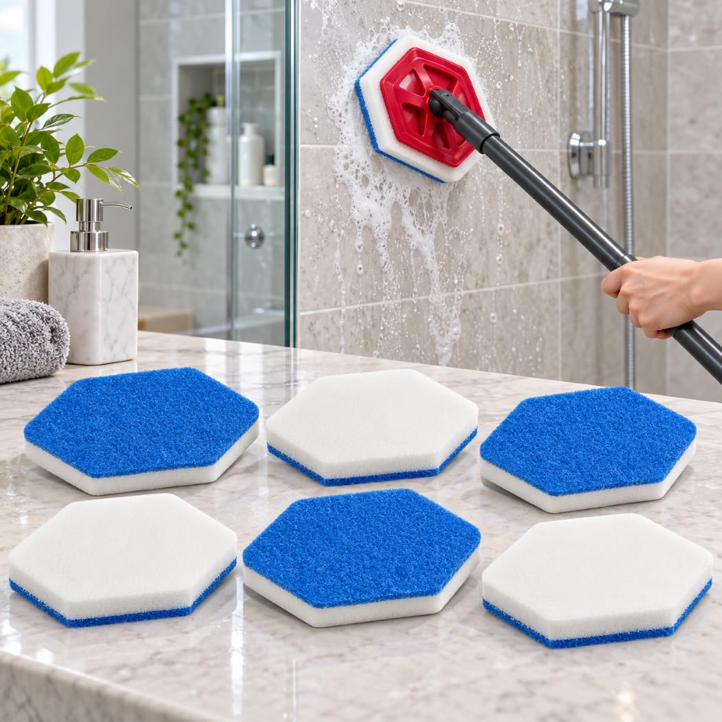 Tamponi Pulizia Bagno per Vileda Bath Magic 150343, Set da 6 bifacciali