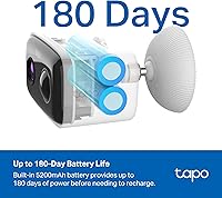 Vista 2 de Cámara de seguridad exterior inalámbrica Tapo, 1080P, hasta 180 días de batería, detección gratuita de personas, visión nocturna a color, Blanco