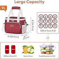 Vista 37 de Lifewit Bolsa de Almuerzo Mediana Aislada Caja de Almuerzo Hielera Suave Bolsa Refrigerante para Adultos Hombres Mujeres, Gris 12 Latas (9L)