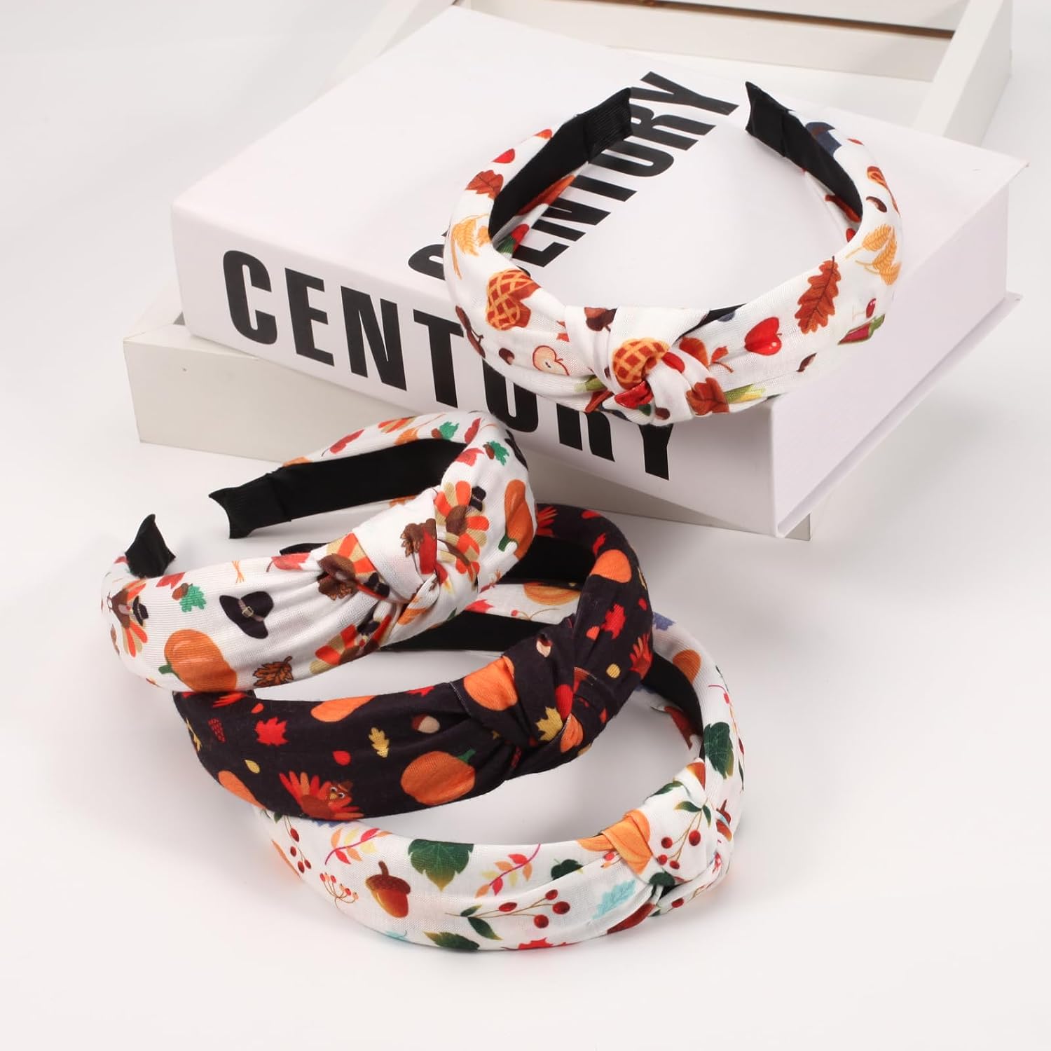 Ardorchid 4PCS Thanksgiving Day Headbands for Women Girls Knot Wide Fall Turkey Hairbands Fruit Hat Pumpkin Corn Non Slip Elastic Headband Autumn Maple Leaves Hair Accessories