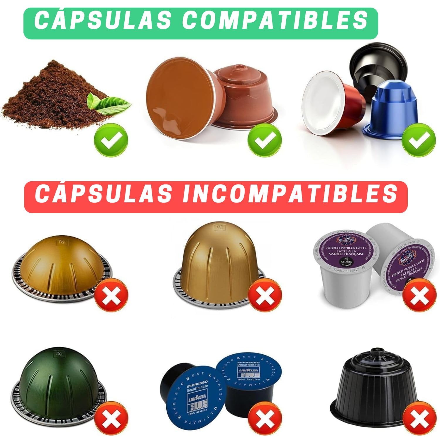 Portatile Caffettiera capsule 3 in 1 compatibile con Nespresso Dolce Gusto e Caffè Macinato - Macchina da caffè multicapsula per il trasporto - piccola (nero)