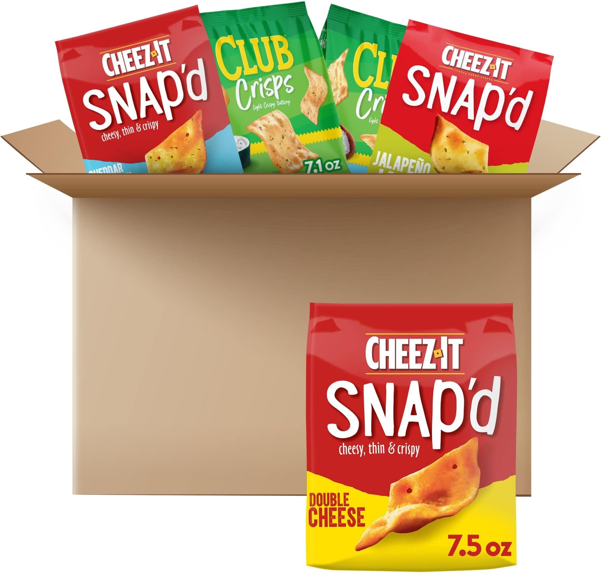Cheez-It and Club Baked Crisps, Lunch Snacks, Variety Pack (5 Bags)