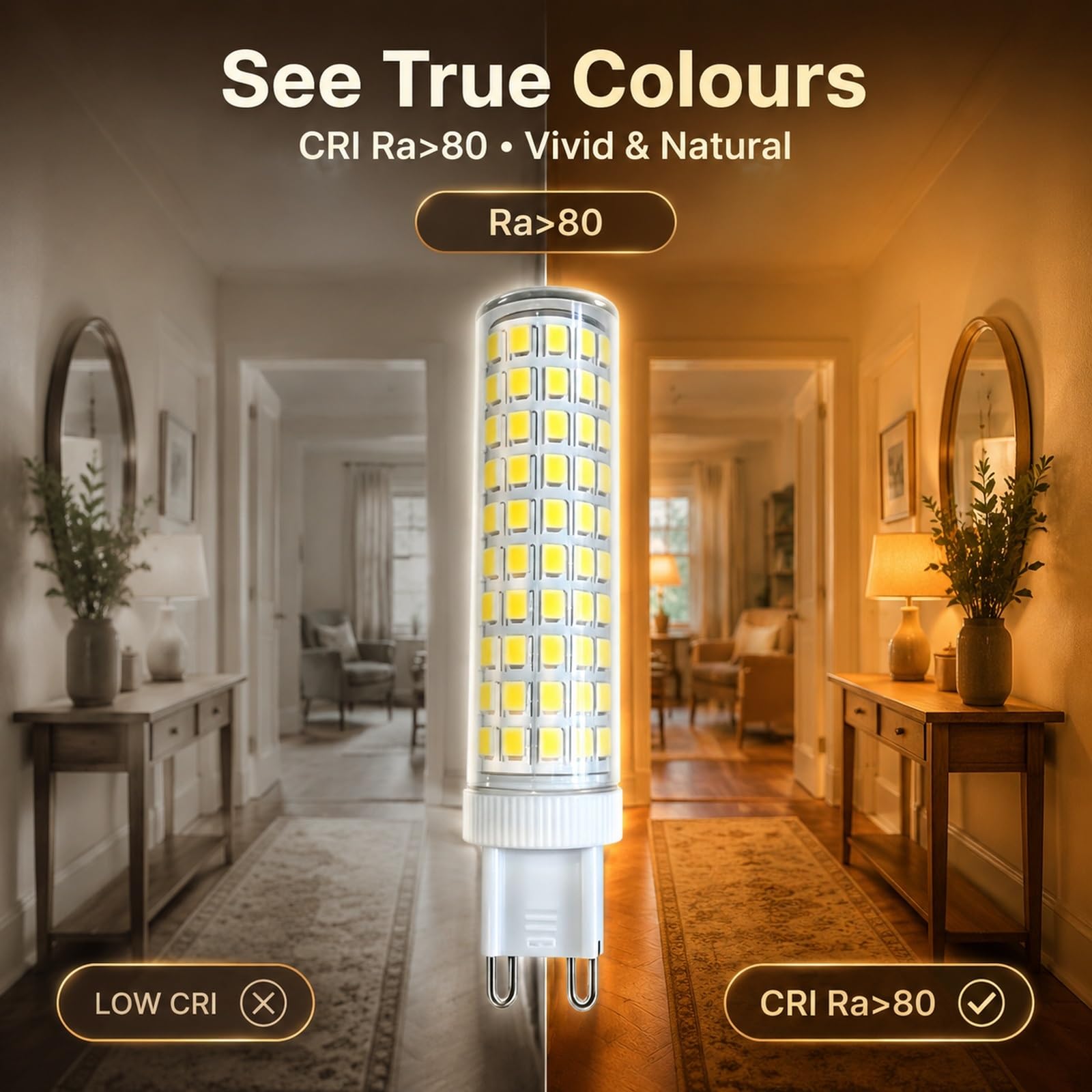 Pack de Bombillas LED G9 15W, Equivalente a 120W Halógena, 1000LM, Cerámica, Gran Ángulo 320°, Sin Parpadeo, CRI≥80+, No Regulable(Natural white 4000K,10 Pack)