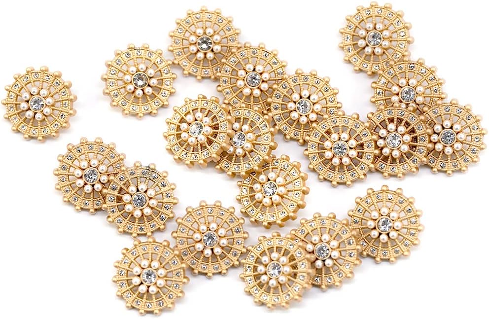 20 pcs Golden Vintage Hollow Out Metal Helm Sewing Shank Buttons for Coats -25mm -1"