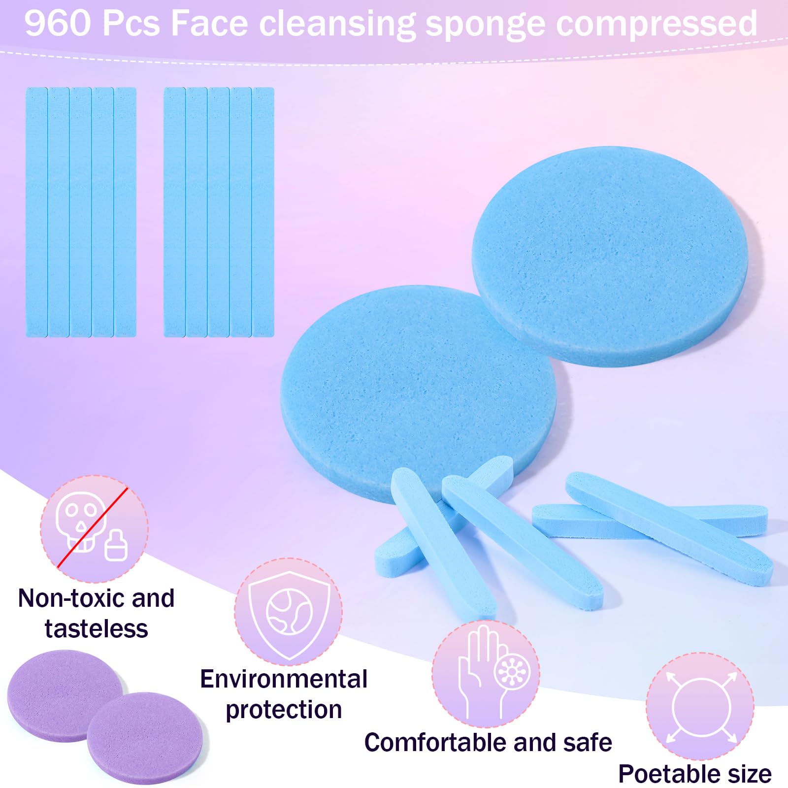 Mifoci 960 esponjas faciales comprimidas para esteticistas, almohadillas de esponja de eliminación de maquillaje, esponjas faciales redondas, esponja de limpieza facial para mujeres, spa exfoliante,