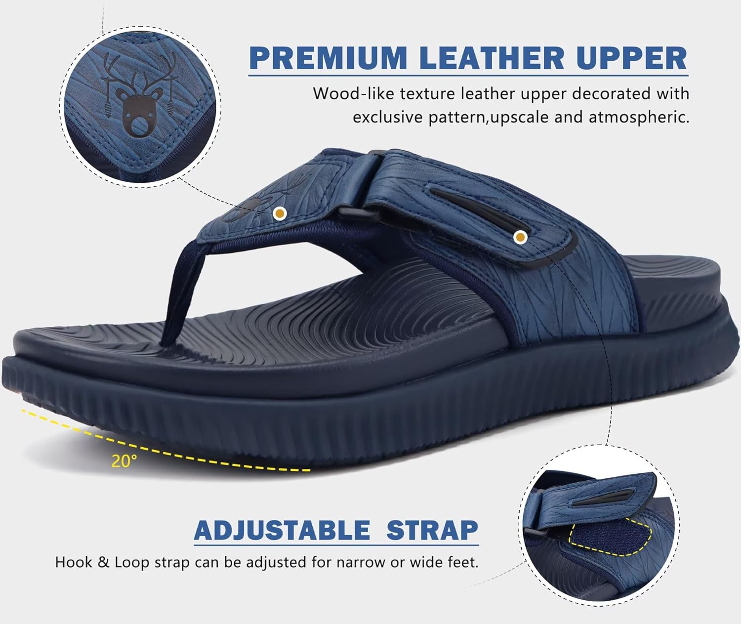 KuaiLu Men's Orthotic Cushion Flip Flops Mens Athletic Recovery Foam Walking Sandals Lightweight Summer Beach Flip-Flop Slides Shoes for Man, Soft Comfort Fit & Arch Support - Image 4