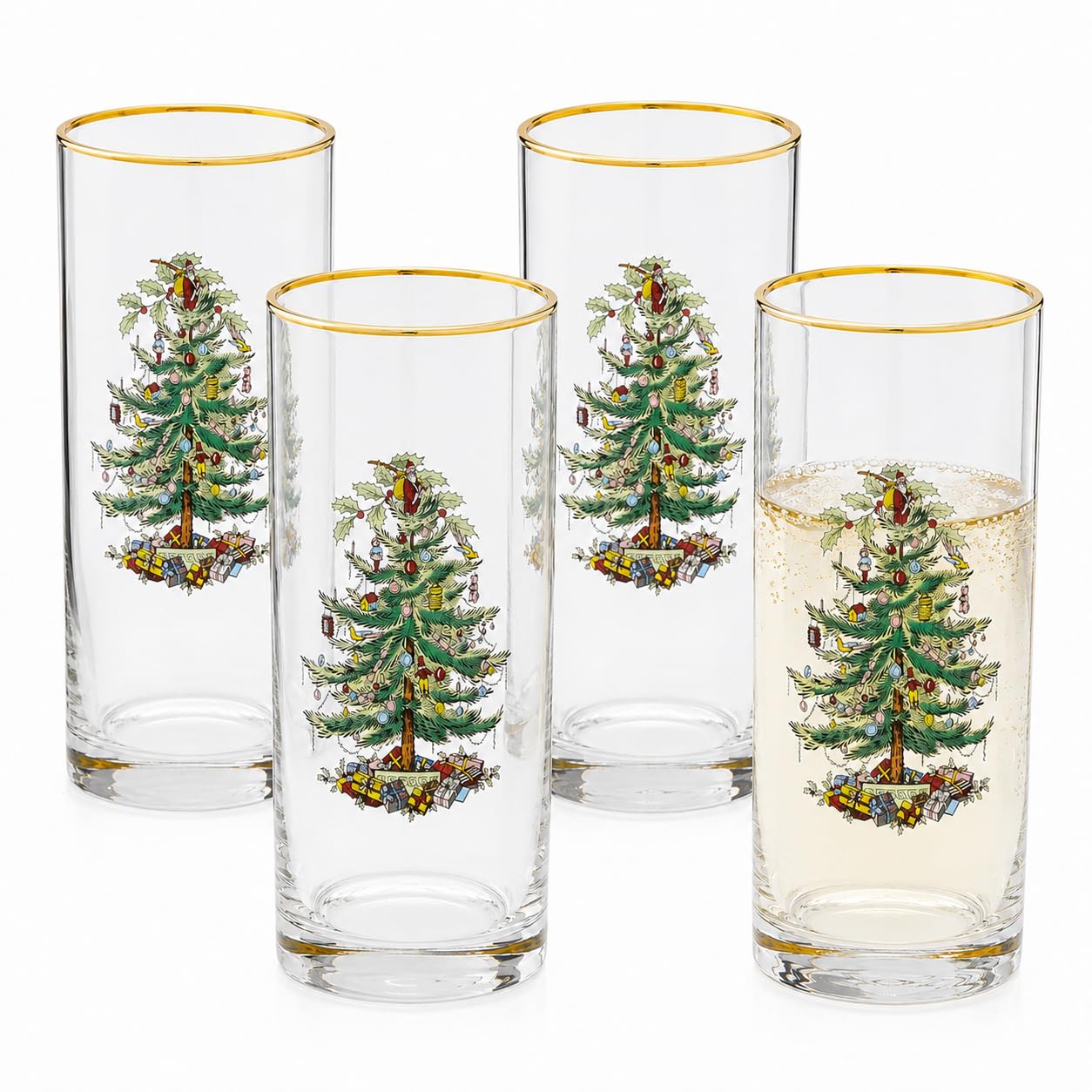Spode Highball Glass Boxed Set, Glass, Multi-Colour, Set of 4