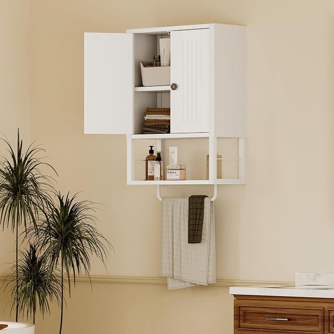 Botiquín rústico blanco de pared Homeiju con puertas y estantes miniatura 4