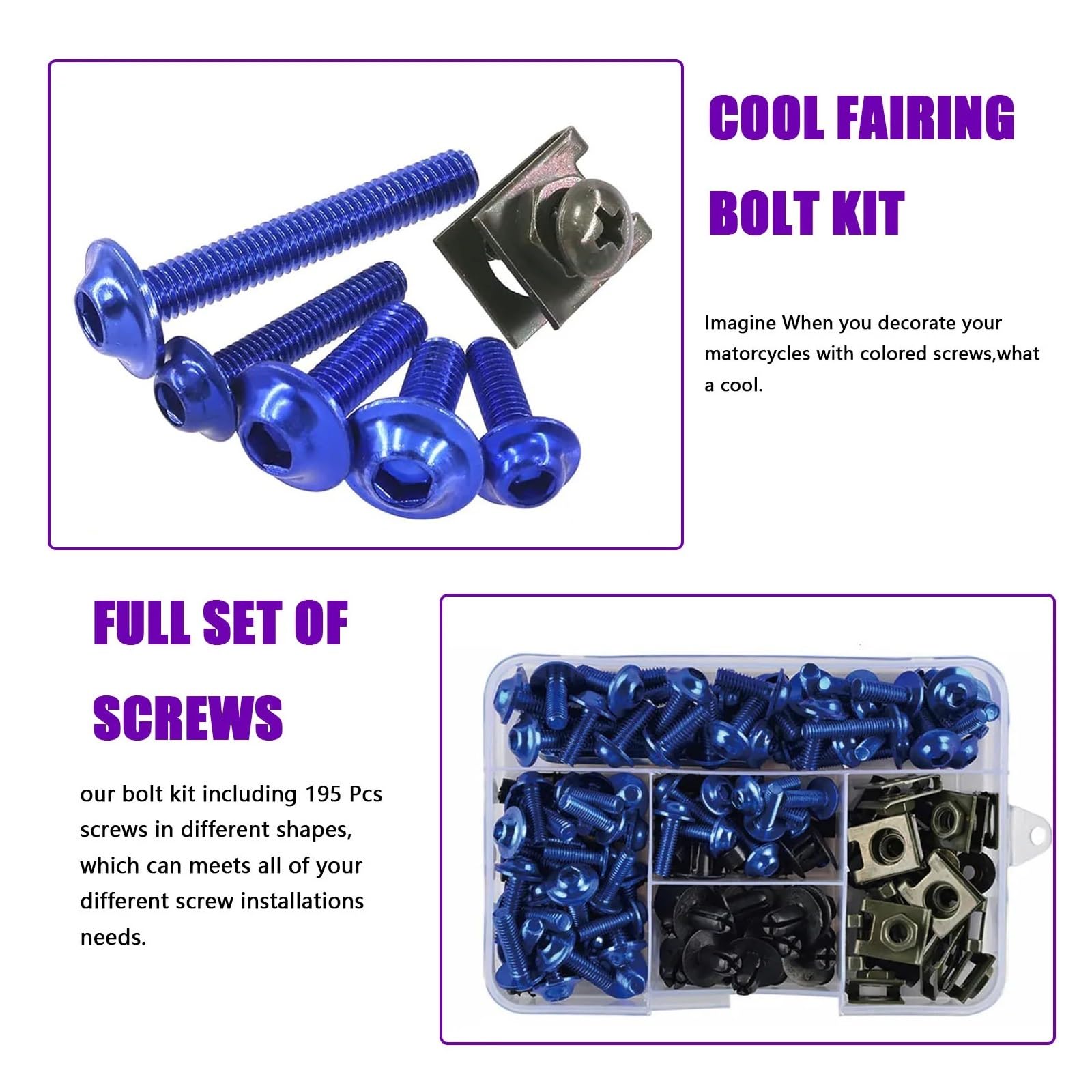 Viti carena moto Per YZ250F YZ250 YZ250FX YZ250X YZ450FX 195 Pezzi Accessori Per Motociclette Kit Bulloni Viti Parabrezza Carenatura Dadi Clip | F