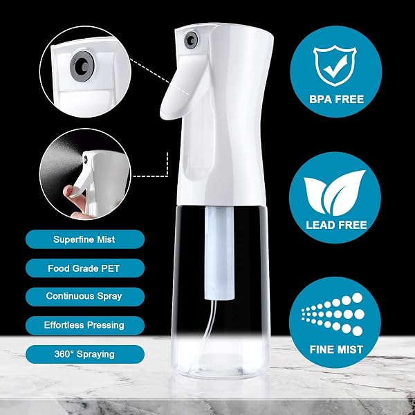 URAQT Sprühflasche Haar, 200 ml Wasserzerstäuber Wasserflaschens Friseur Sprühflaschen Spray Bottle, Salon Wasser Sprüher Friseur Haar Werkzeug für Haar, Weiß Transparent - 4