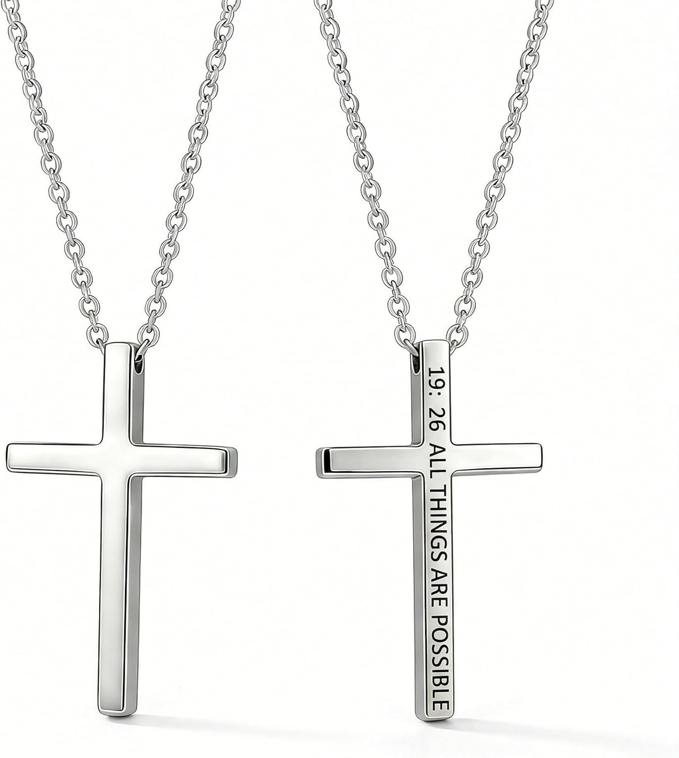 Cross Necklace Bible Verse Pendant Religious Christian Faith Jewelry Gifts for Women Men Reversible 2-in-1 Design