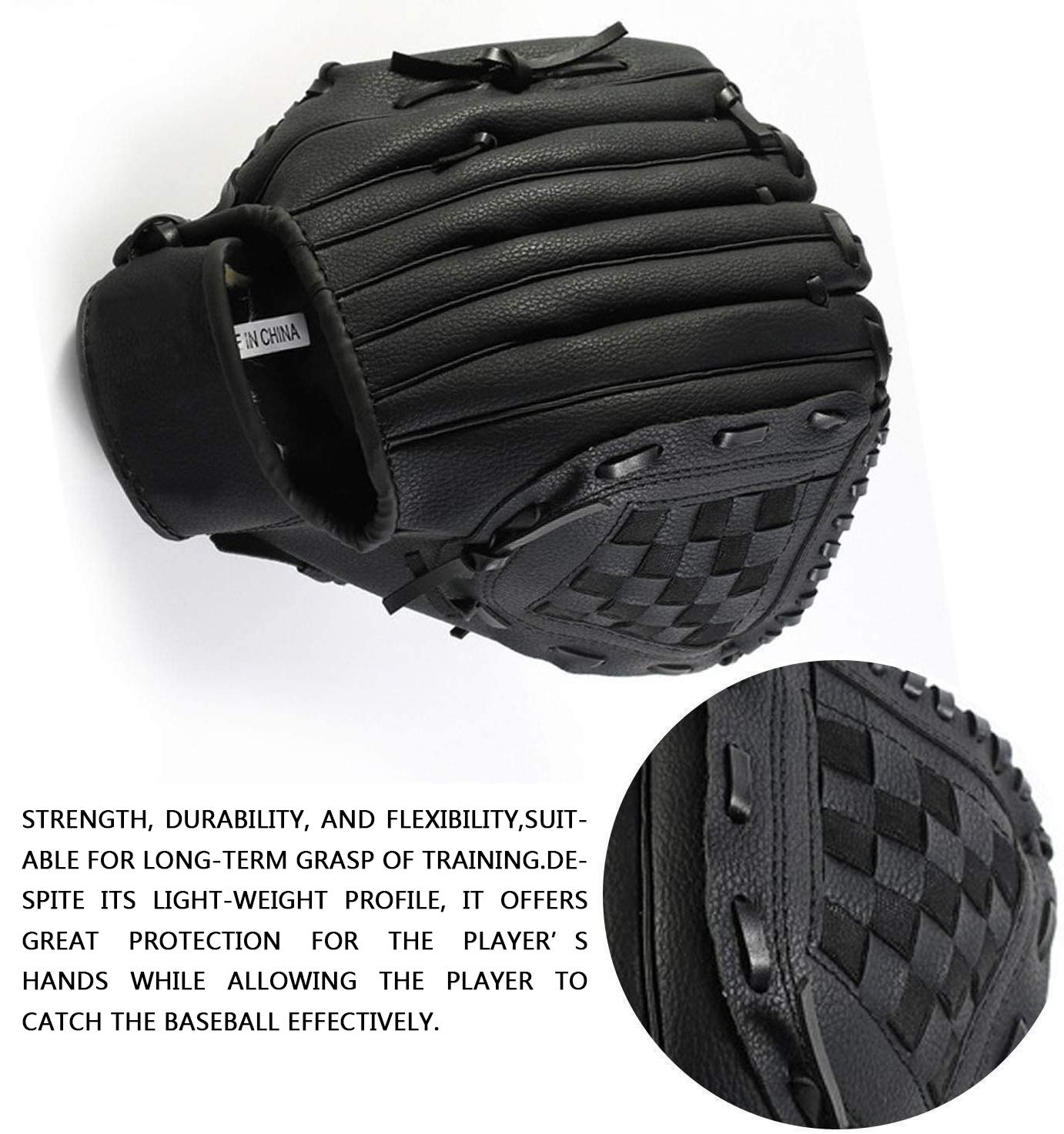 ZYYRSS Guanto Da Baseball 12,5 Pollici In Pelle PU – Morbido E Ispessito Per Principianti – Mano Sinistra (Lanciatore Destro)