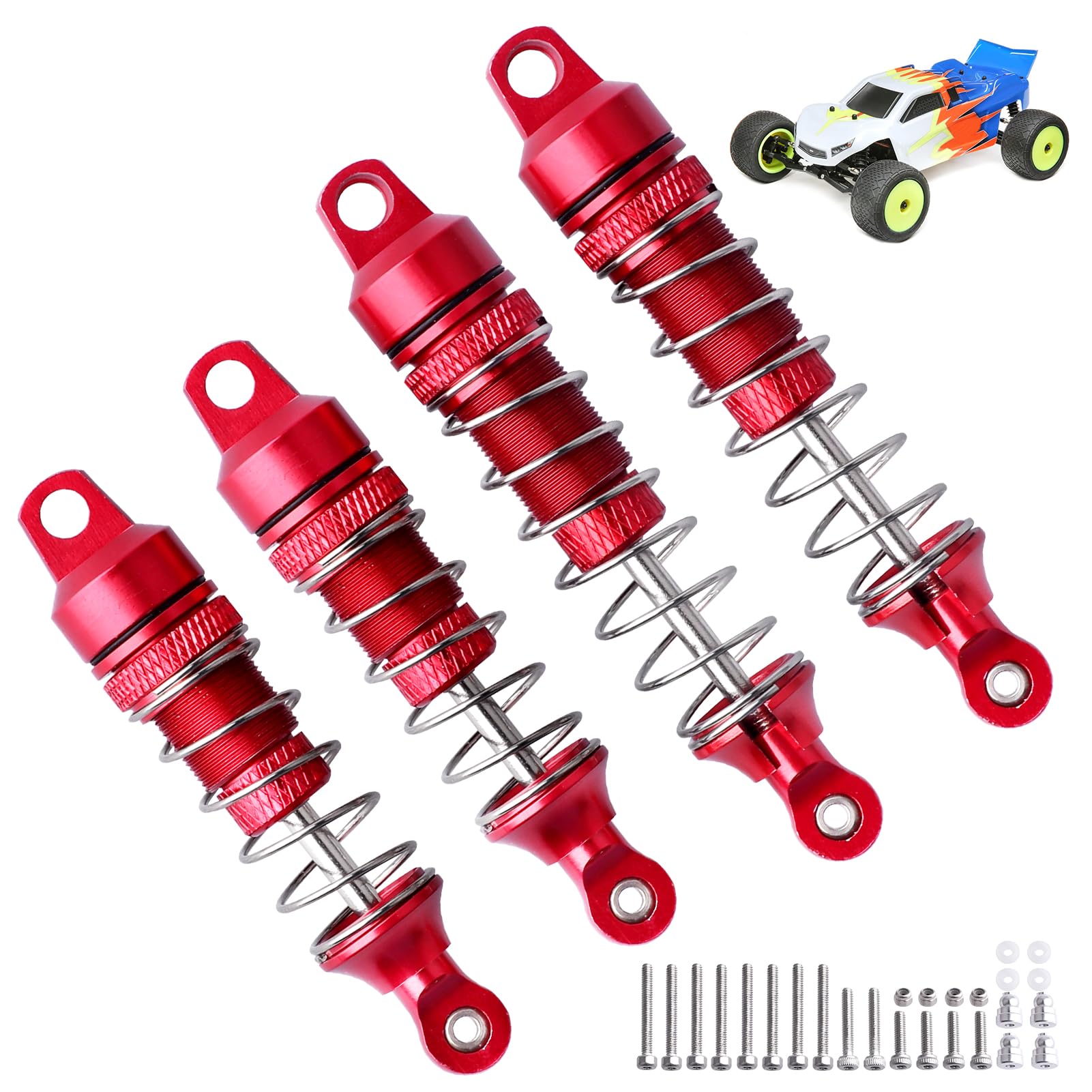 Aluminum Shocks Assembly for 1/18 Losi Mini-T 2.0 Mini-B 2WD Stadium Truck Shock Absorber Upgrades Replace LOS314004 LOS314005, Front Rear, 4Pack