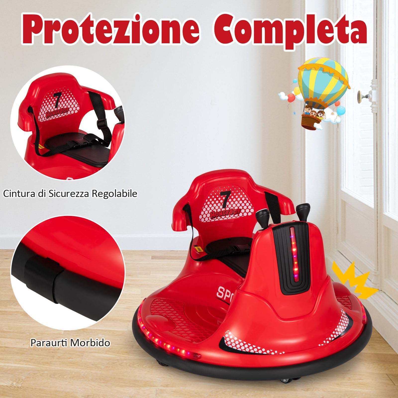 Coche Eléctrico De Choque 6V Con Mando Parental Y Luces LED – Para Niños De 37 A 95 Meses, Velocidad 3-6 Km/h