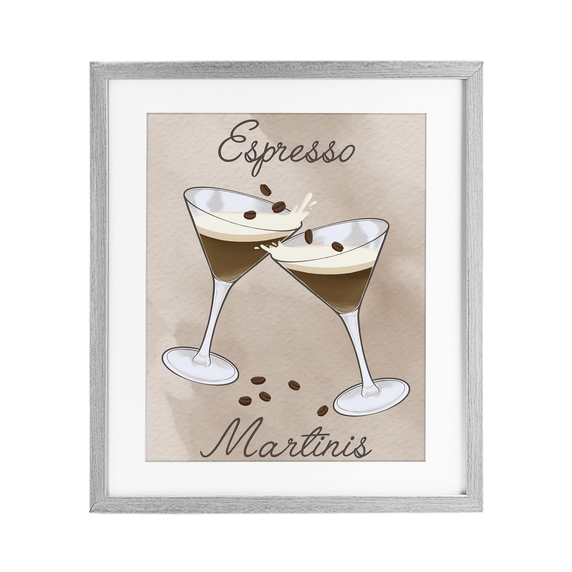 Stupell Industries Farmhouse Gray (Textured) 'Cheers Espresso Martinis', Framed Print Under Glass, Gray, 17 X 21 Inches, Easy To Hang And Sturdy, Made In Usa, By Marcus Prime