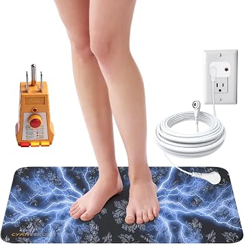 Grounding Mat Kit, Connect to Earth EMF Recovery,for Foot Therapy, Universal Conductive Grounding Mat for Office Desk or Feet 2416" Grounding mat with Outlet Tester