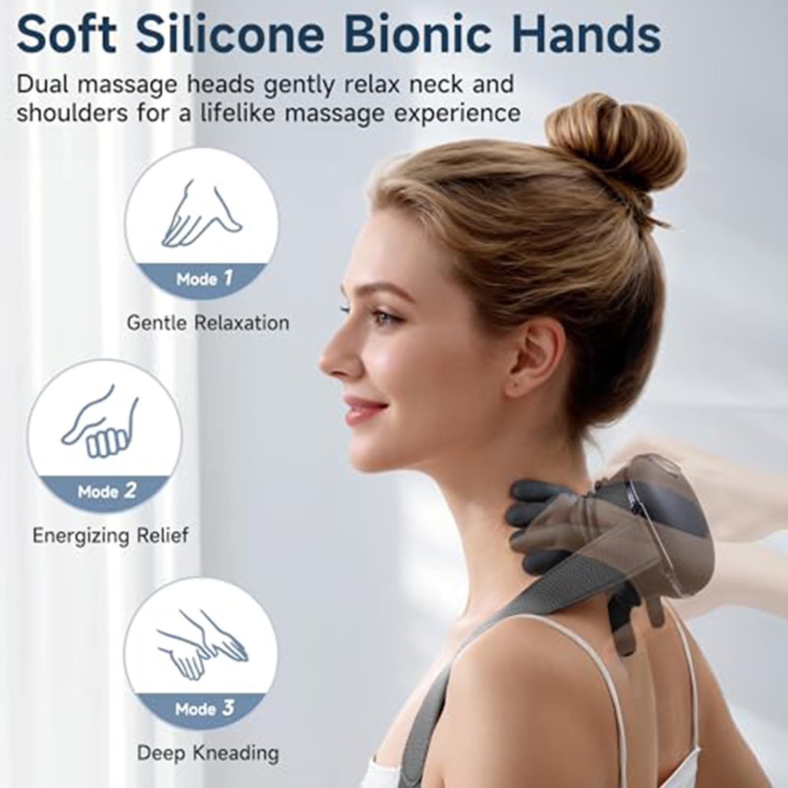 Masajeador Cervical Y Espalda 4D, Recargable Masajeador Cuello Eléctrico, Masajeadors De Hombros Calentado Con Diseño Biónico Con 2 Niveles De Temperatura, Para Alivia Dolores Y Fatiga(02) — view 4