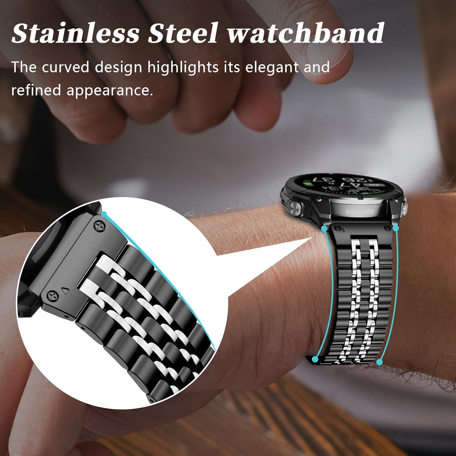 ZPJPPLX 22mm Metal Watch Bands for Fenix 8 47mm E 7 6 Pro 5 plus,Stainless Steel Quickfit Strap for quatix 6 7 8/tactix 8 epix Pro 47mm/Approach S62 S70/Forerunner 970 965 955 945 935/Descent G2 G1
