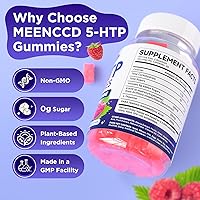 Vista 8 de Gomitas 5-HTP de 300 mg, suplemento 5-HTP con 200 mg de L-teanina y 50 mg de GABA, suplementos GABA para adultos, sin azúcar, sabor a frambuesa, 60