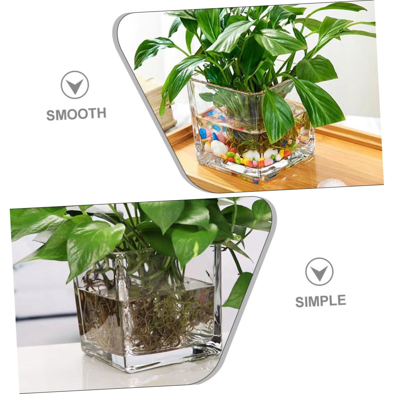 Amazon.co.jp: STOBOK 透明ガラスの 四角い花瓶 ガラス製 15×15
