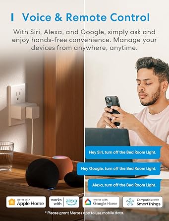 Meross Smart Plug Mini، 15A & amp؛ شبكة Wi-Fi موثوقة ، دعم Apple HomeKit ، Siri ، Alexa ، Echo ، Google Assistant و Nest Hub ، App Control ، Timer ، No Hub Needed ، 2.4G WiFi Only, 4 حزمة