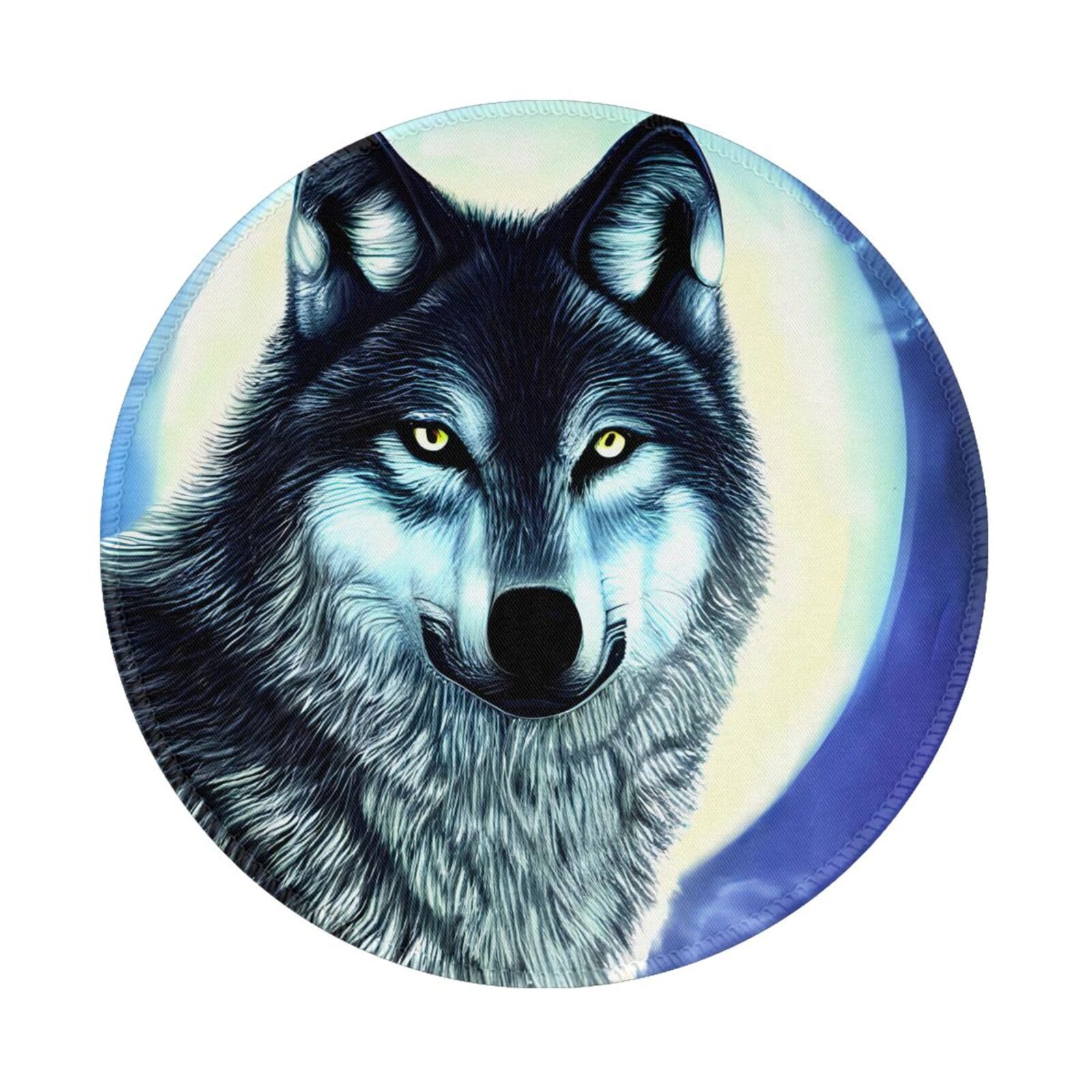 Tapis De Souris Gaming XXL 750x300 Mm - Motif Ciel étoilé Avec Lune Et Loup, Bord Cousu, Base Antidérapante