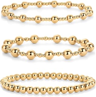 PAVOI Waterproof Beaded Bracelets for Women, Pack of 3 Stretchy Bracelet
