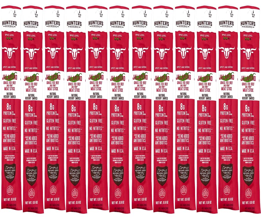 12 Count - Hunter's Reserve - PKM - Exotic Meat Trail Sticks - 6 Count - Adventure You Can Taste - Wild Game Exotic Jerky Meat Sticks (Beef Jalapeno)