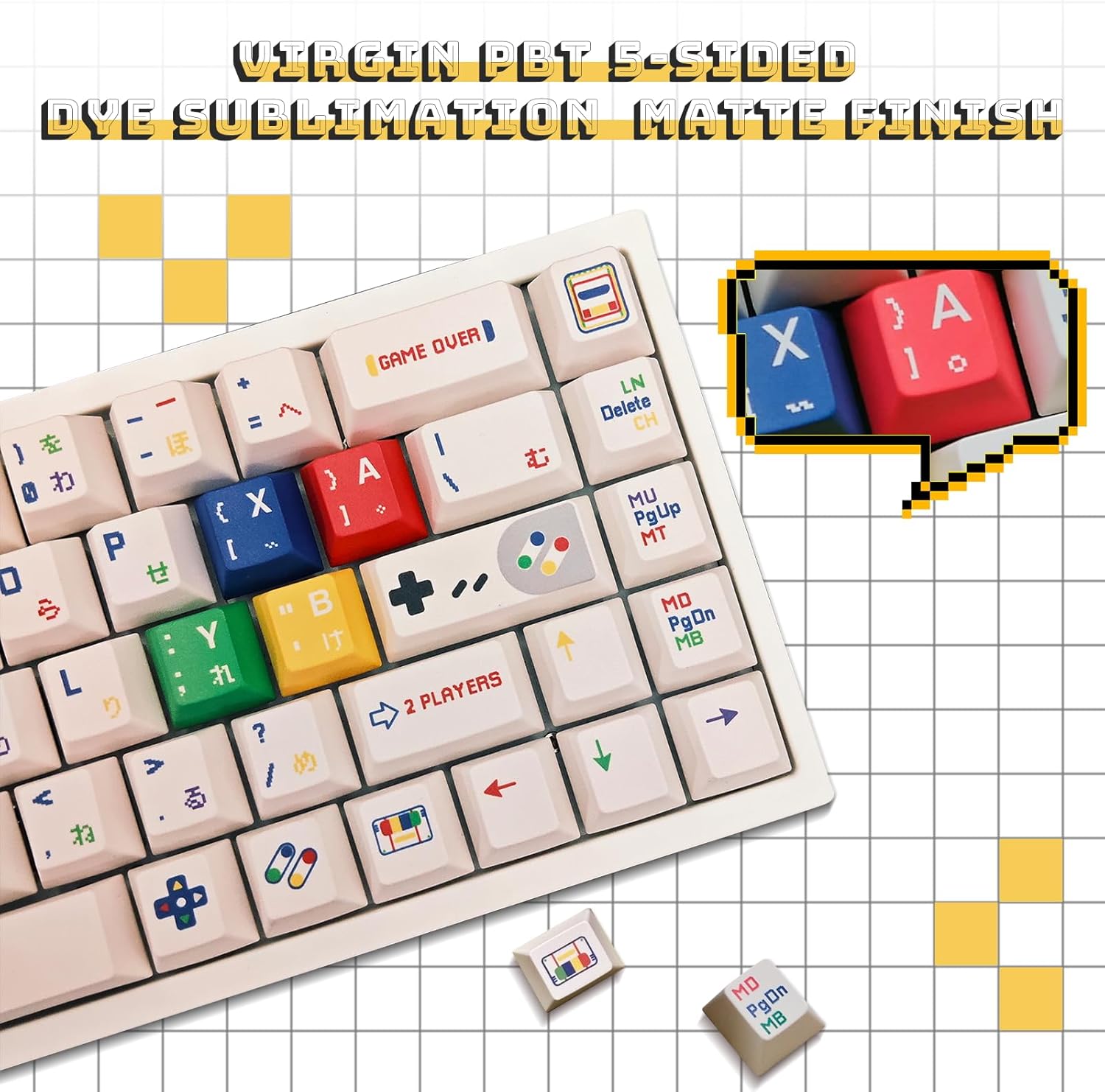 141 Keys Retro PBT Keycaps Set, No Tear, Never Fades, Elegant Gift Box for Mechanical Keyboard, Virgin Cherry Profile Key Caps (Typing,Gaming,Anime Themed) Ergonomic (Fit All Layout 100% 75% 65% 60%）