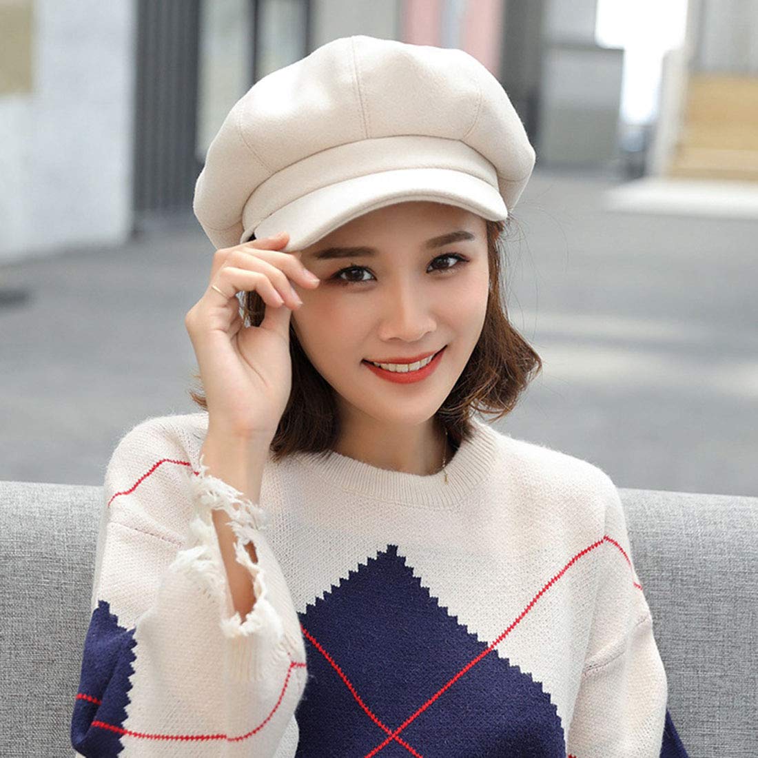 Schirmmütze Barett Mütze Damen Casual Mütze Ballonmütze Beret Cap