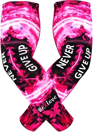 Toulite Breast Cancer Awareness Arm Sleeves - 12 Pairs, Pink Ribbon Design, Unisex Compression Sleeves For Sports