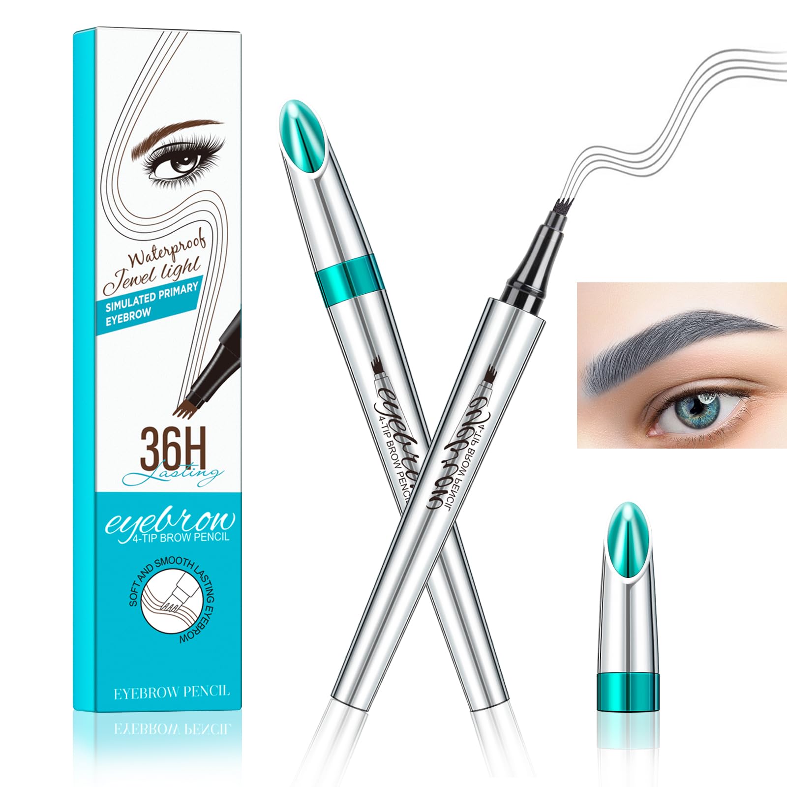 Lápiz Para Tatuaje de Cejas, lapiz cejas microblading, lapiz cejas 4 puntas, larga duración impermeable líquido pluma de la ceja, a prueba de manchas, cejas definidas (05#Humo Gris)