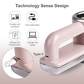 iRUNTEK Rechargeable Fabric Shaver3-Speed Lint Shaver with LED Display & Large Lint BinSweater Shavers to Remove Pilling & FuzzLint Remover for Clothes & Furniture with Type-C Fast Charging, Pink