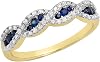 Dazzlingrock Collection Round Blue Sapphire & White Diamond Swirl Stackable Anniversary Ring for Women in Solid Gold