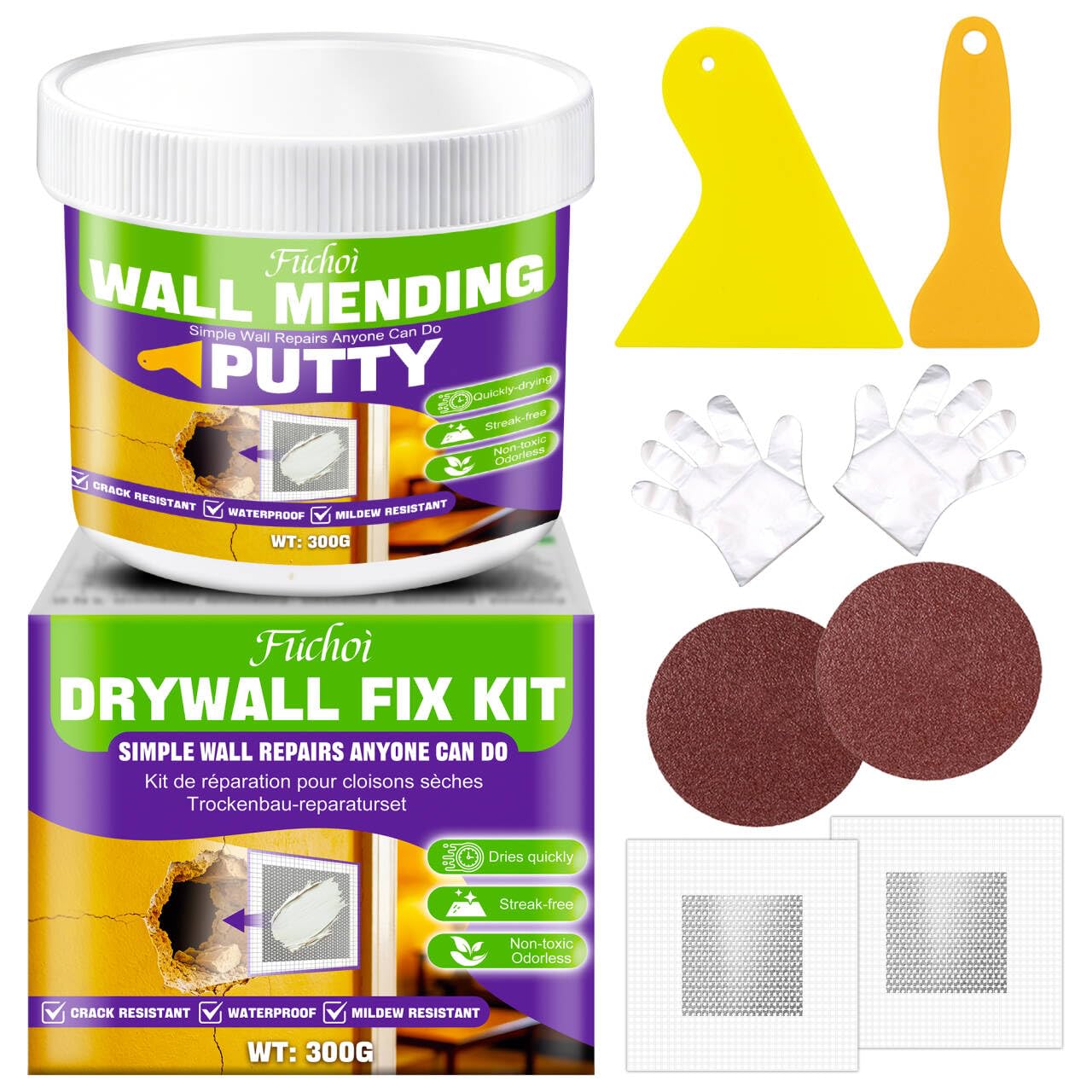 Drywall Repair Kit, 300g Wall Spackle Paste, Drywall Hole Patch Repair Kit