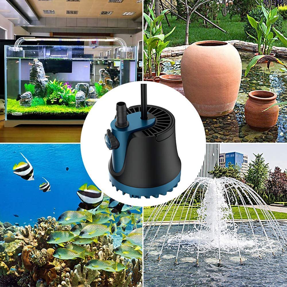 Pompa sommergibile per acquario, 3000 l/h 60 W, pompa dell'acqua molto silenziosa con interruttore regolabile e 3 ugelli, per acquario, pozzi, idroponica