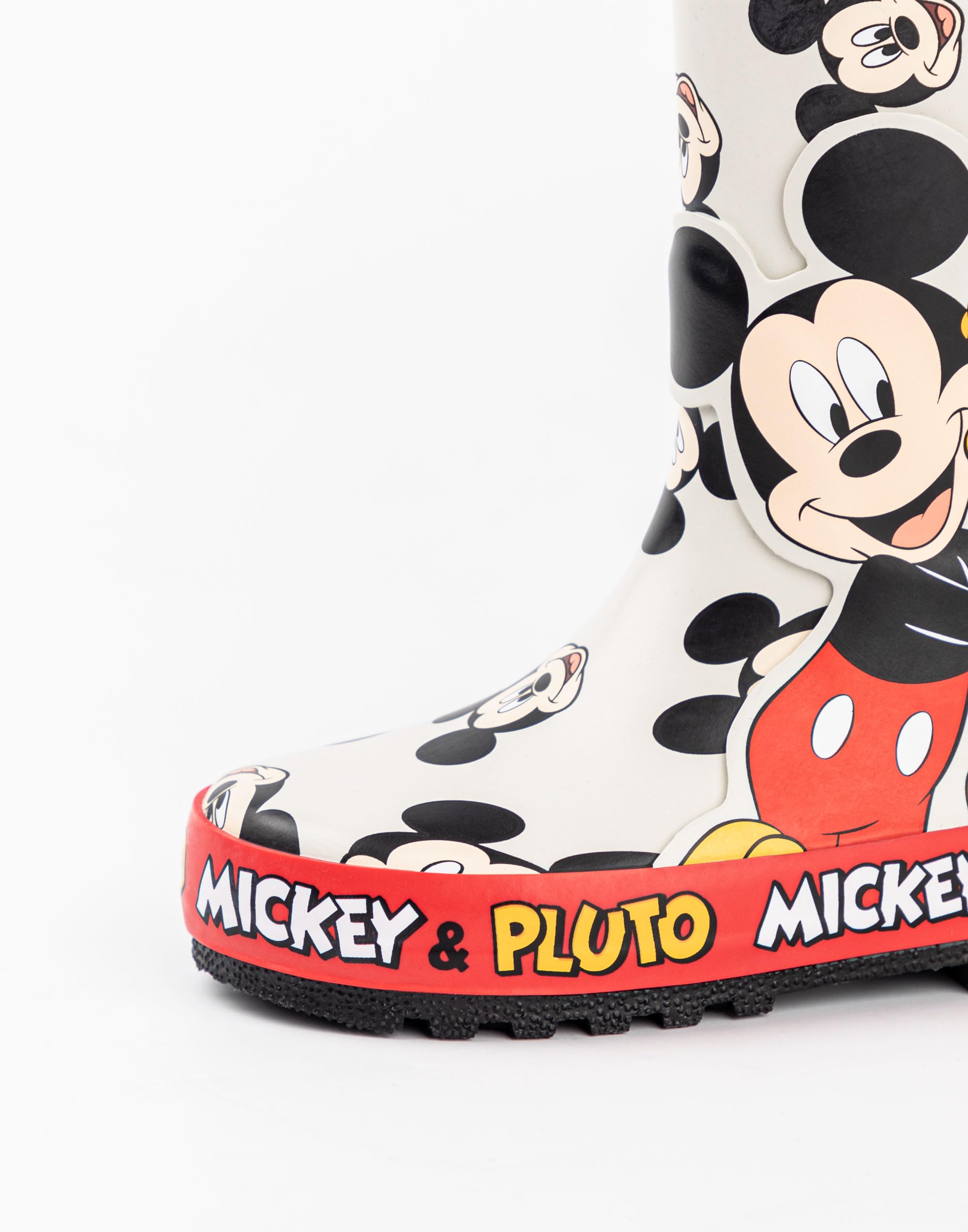 Disney Chłopięce kalosze z Myszką Miki, kalosze dla dzieci z nadrukiem postaci Myszki Miki i Plutona w kolorze beżowym, wodoodporne gumowe buty dla dzieci, prezent z filmu animowanego